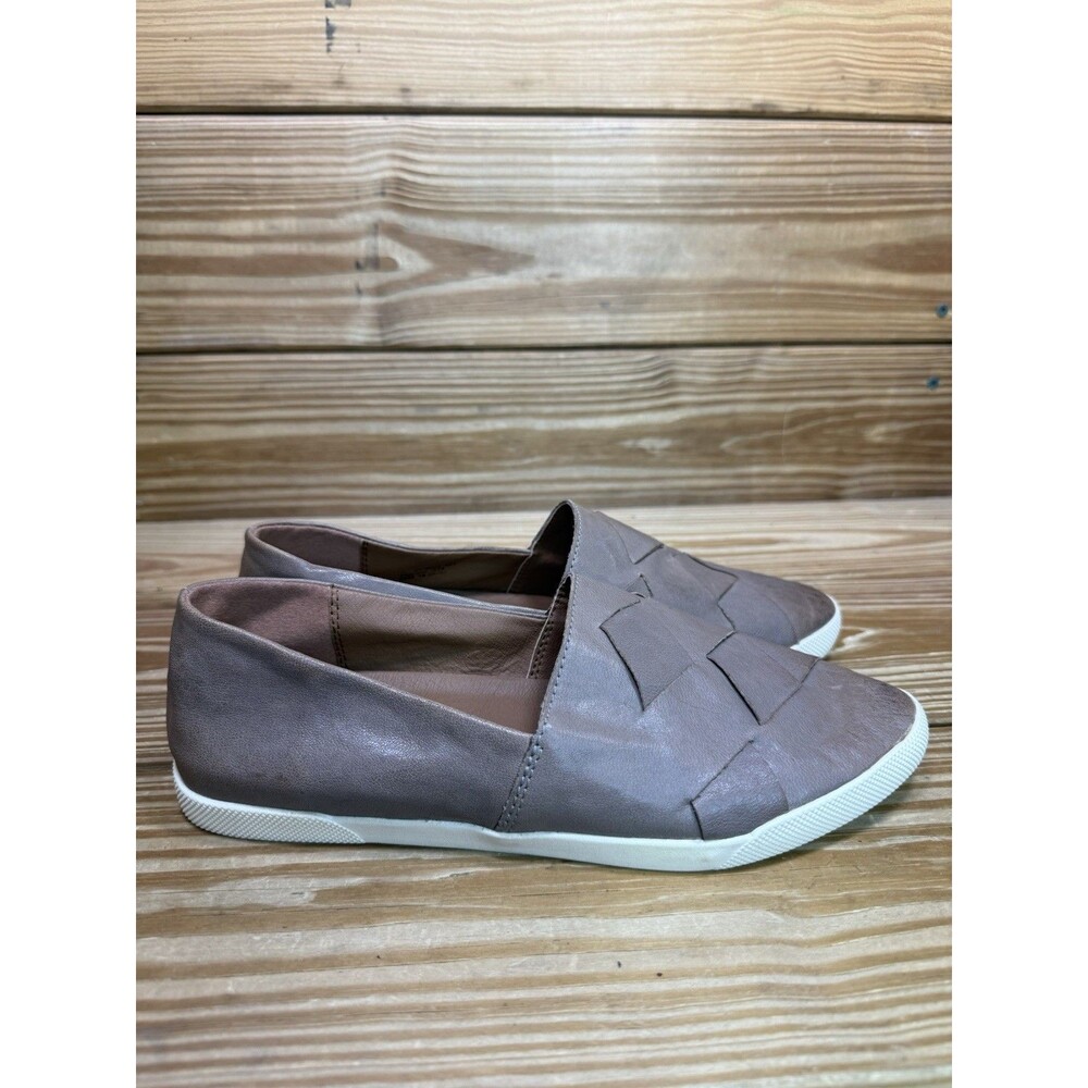 Frye Women’s 7 Woven Slip on Loafers Sneakers Leather Taupe Gray Casual Neutral